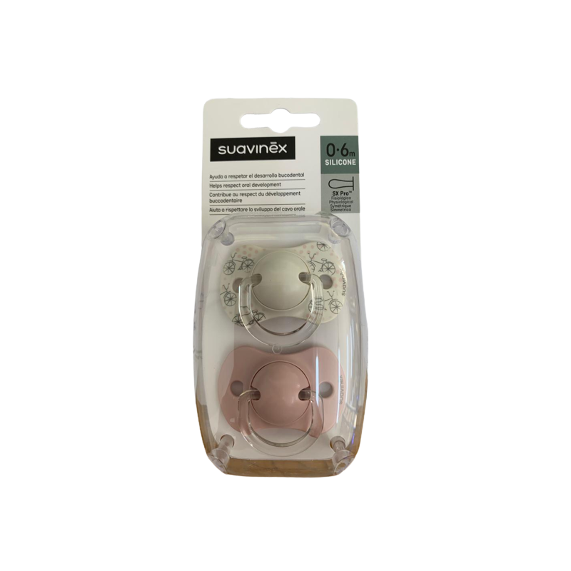 Suavinex Chupete Silicona Fisiologico 0-6M 2 Unidades-tetina fisiologica  para tu bebé de 0-6 meses